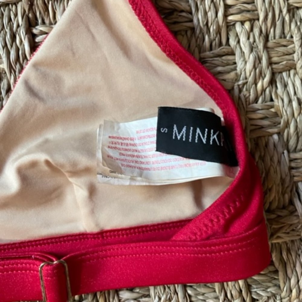 Mink Pink Ruby Red Triangle Bikini With Gold Meta… - image 4